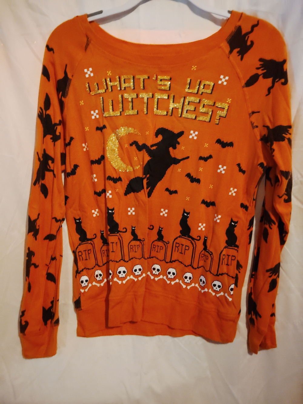 Orange Halloween 'What's Up Witches?' Graphic Sweatshirt
